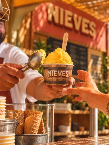 Mamá preparando nieves en casa